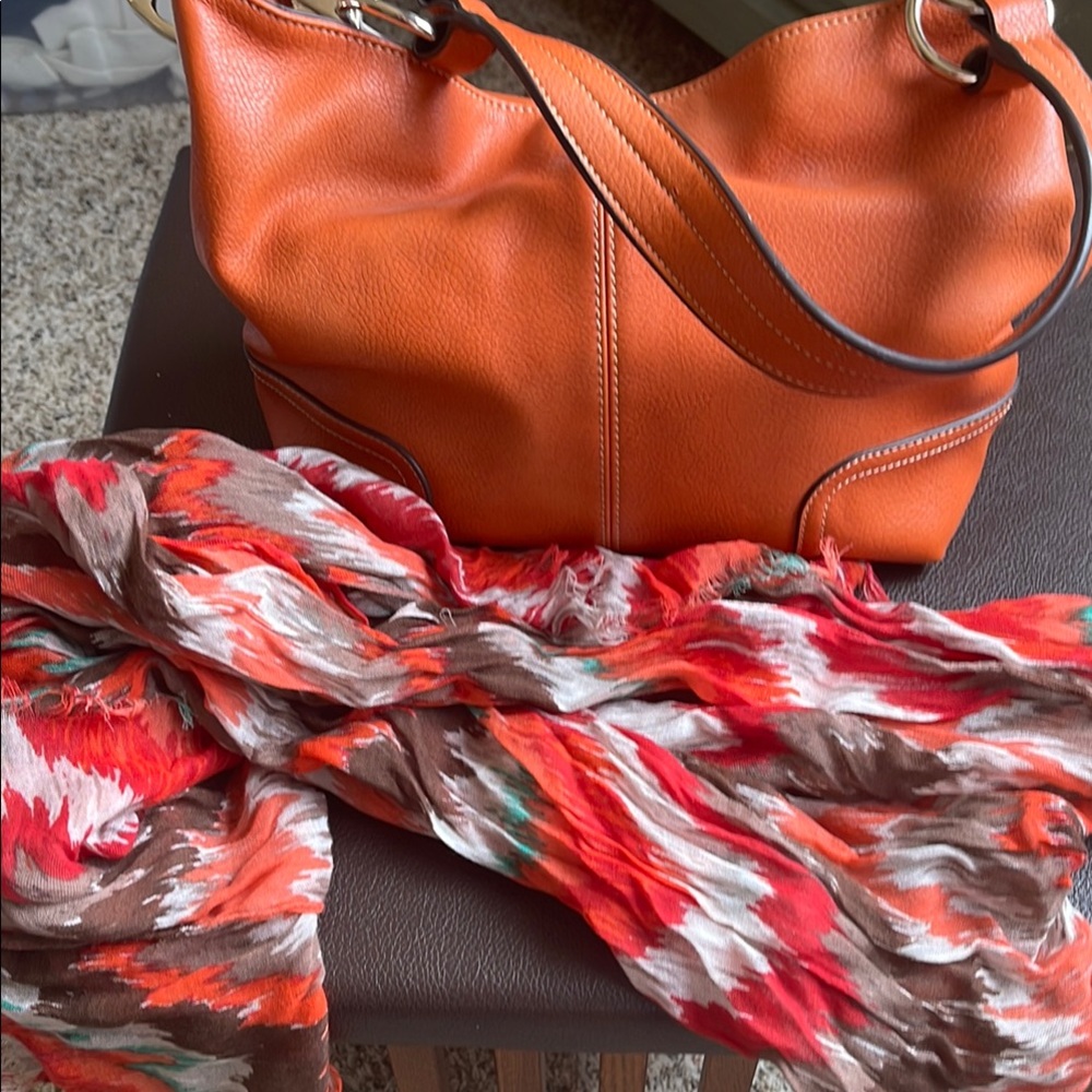 Orange Leather Shoulder Bag - Women Accessories